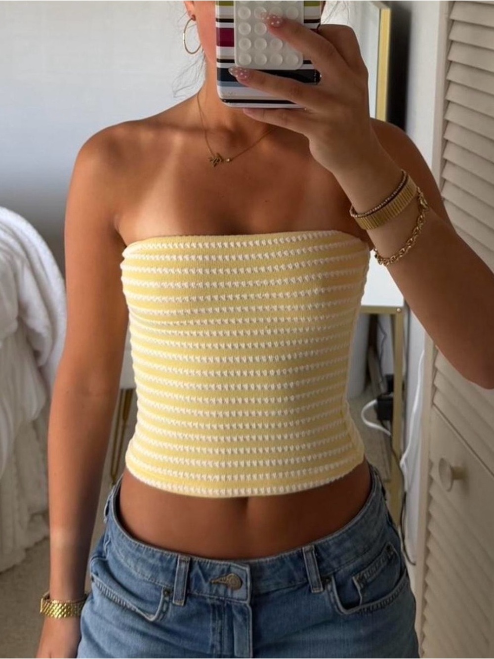 Princess Polly Butter Yellow Textured Tube Top | Size 2